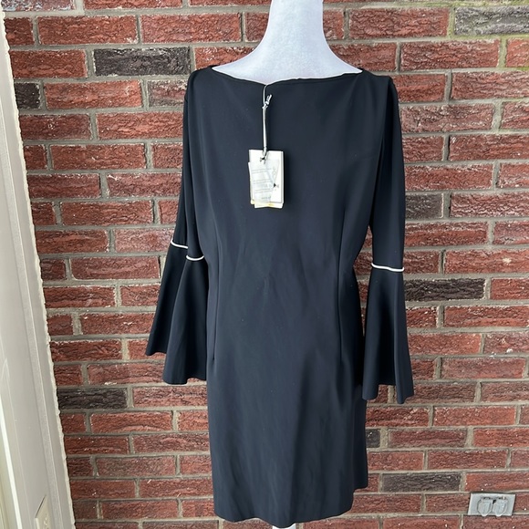 Chiara Boni La Petite Robe Natalia Piped Bell-Sleeve Dress Size 18 NWT - Picture 5 of 6
